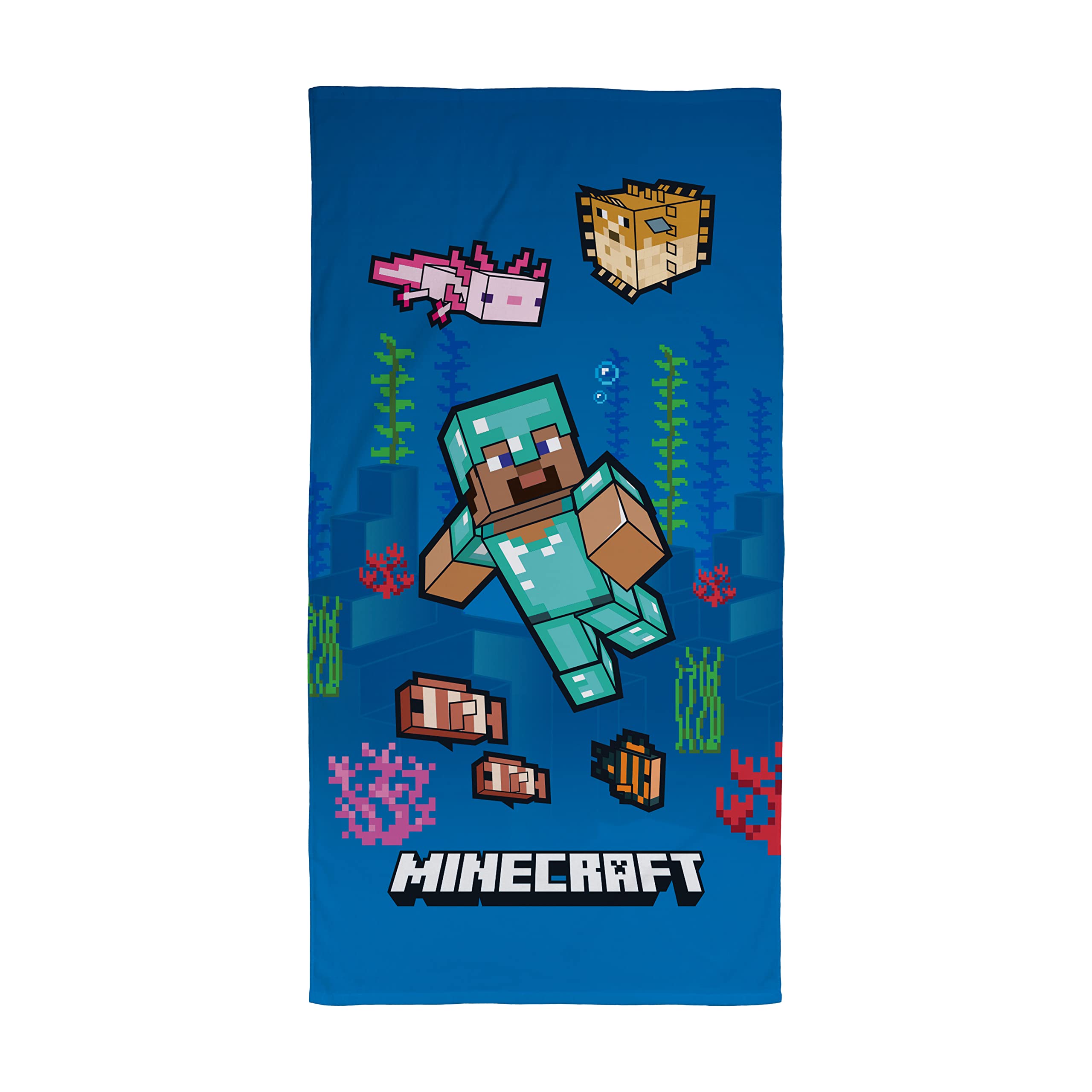 MINECRAFT Officially Licensed Towel | Super Soft Feel, Ocean Gaming Design | Perfect The Home, Bath, Beach & Swimming Pool | One Size 140cm x 70cm