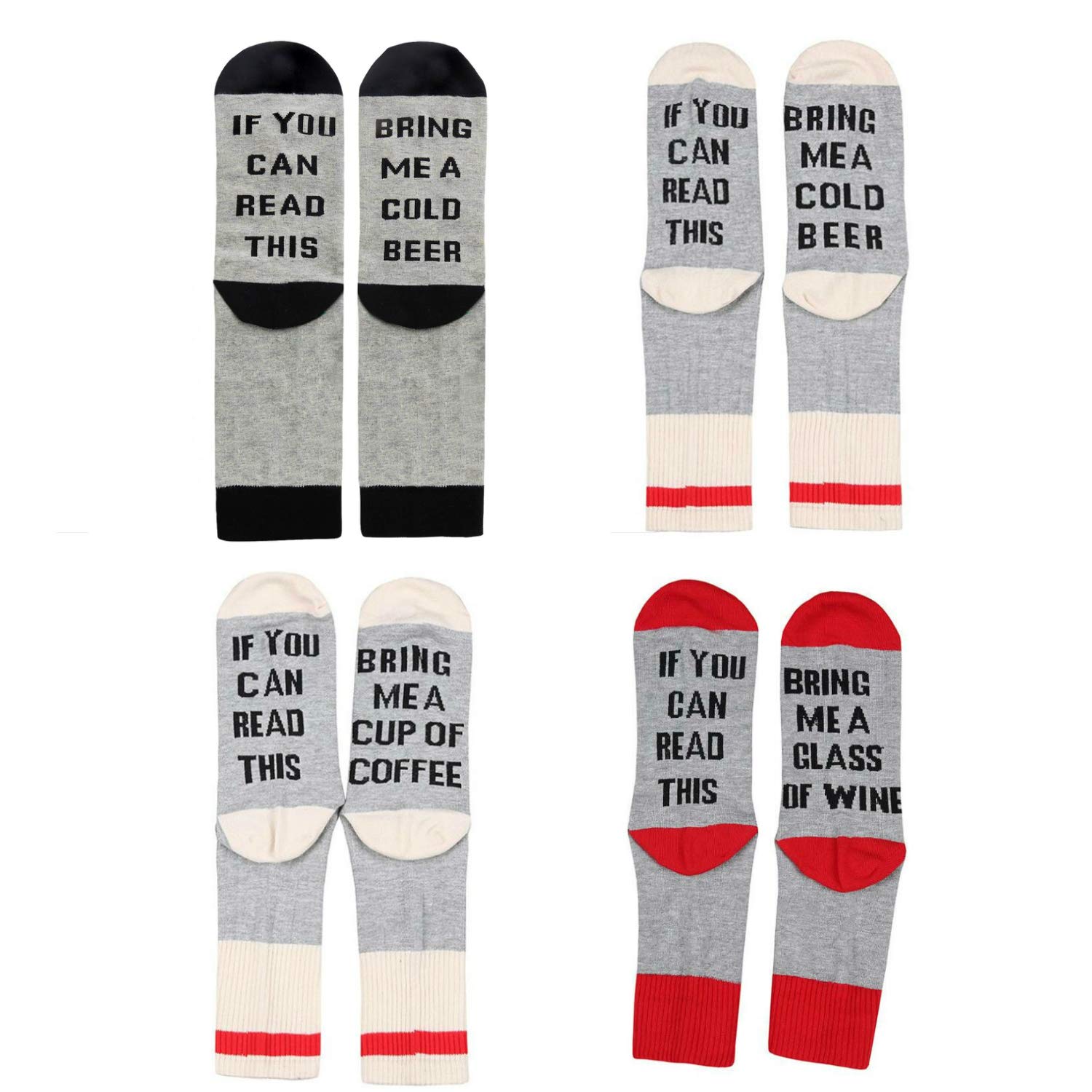 Women's Funny Socks, If You Can Read This Funny Socks (4 Pair) aooty