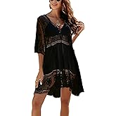 Jeasona Swimsuit Coverups for Women Lace Beach Cover Up Bathing Suit Swim Dress