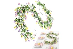 2pcs Easter Mantle Garland, Hangable Garland Decor, Artificial Spring Egg Wreath Decorations, for Party Wall Fireplace Mantel