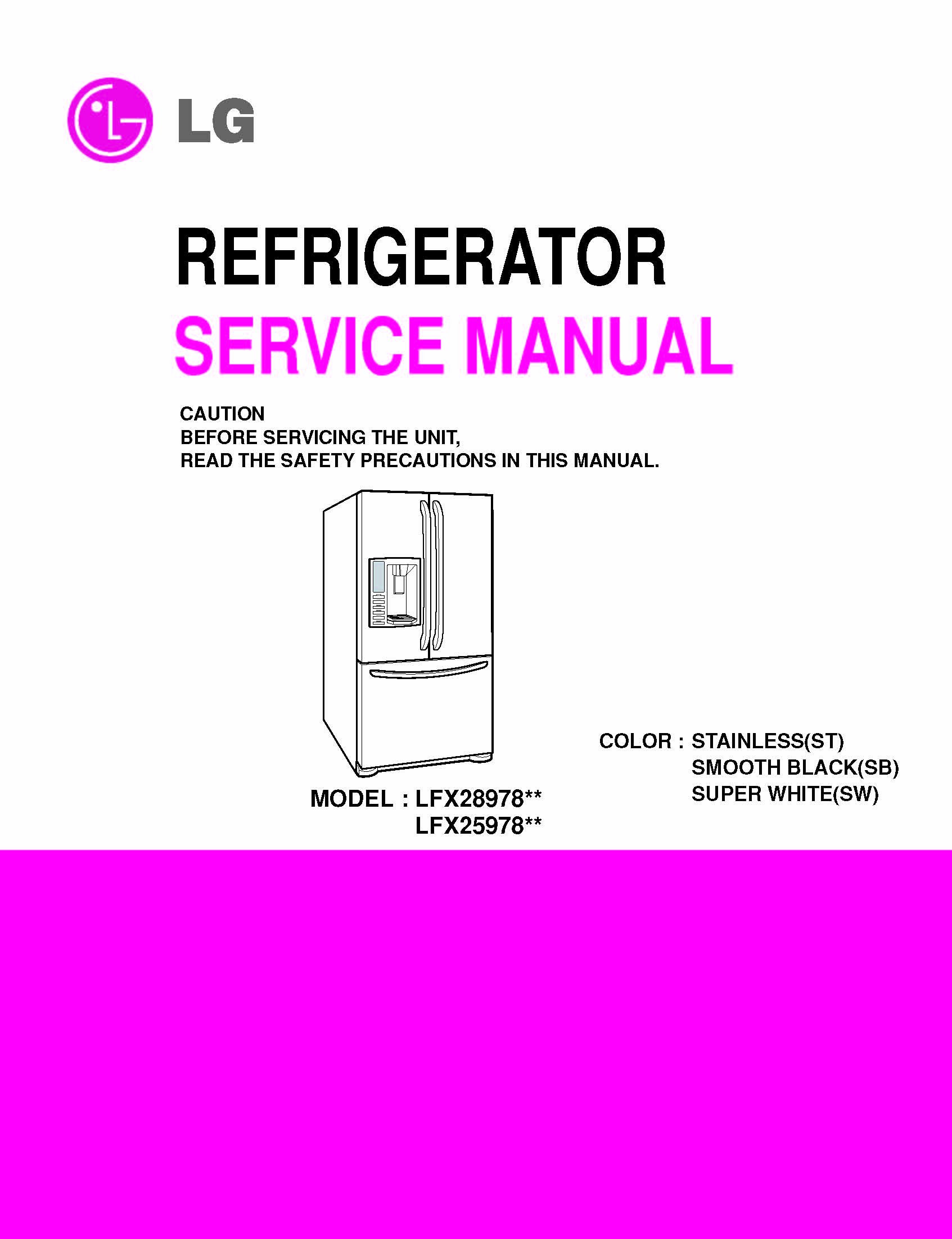 LG LFX28978ST AND LFX25978ST service manual Unknown Binding – 2010