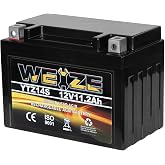 WEIZE YTZ14S 12V 11.2AH 230CCA High Performance Maintenance Free Sealed Motorcycle Battery AGM Rechargeable Replacement for Honda, Yamaha, BMW Motorcycles &amp; Scooters