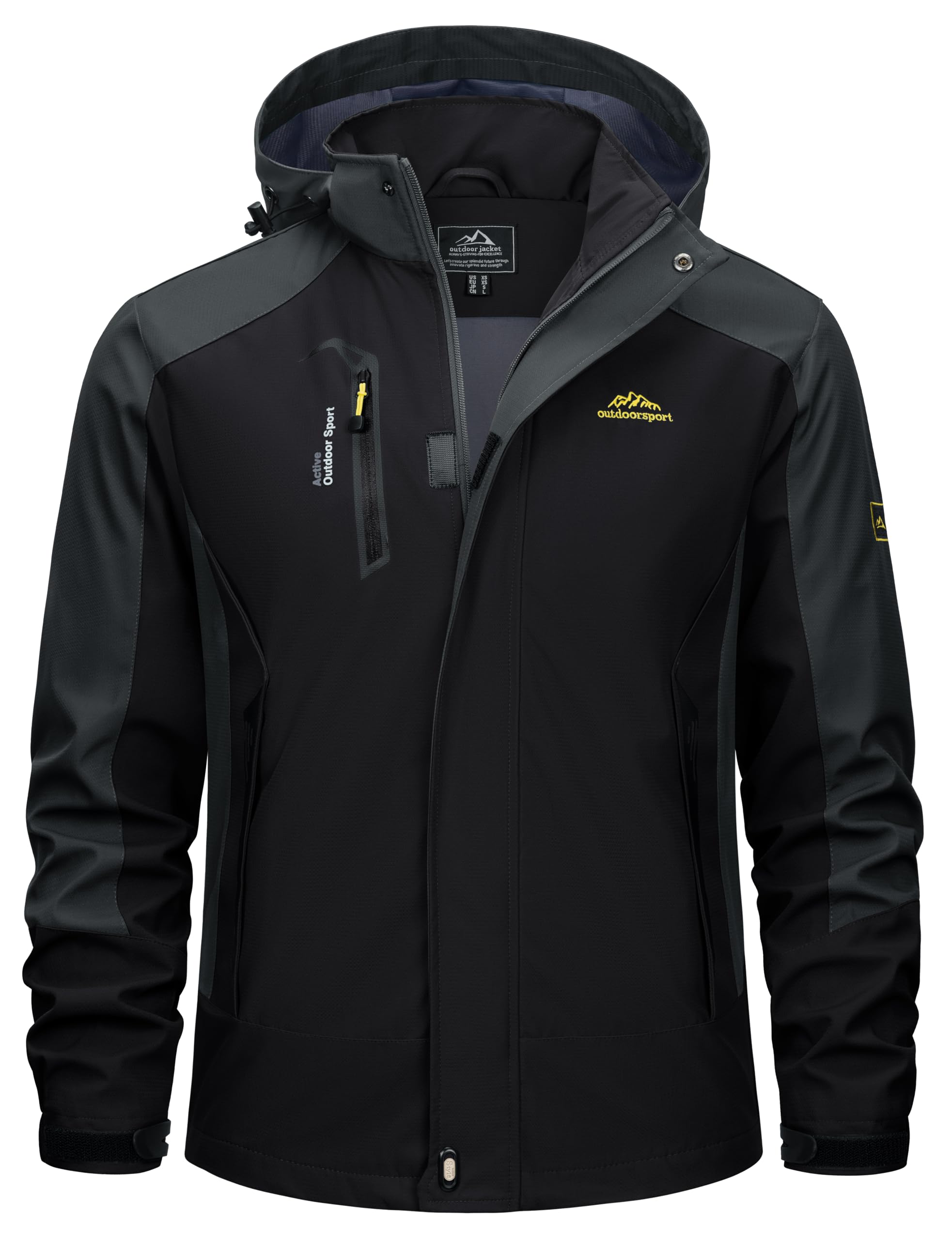 Men's Classic Lightweight Windbreaker Jacket - Waterproof, Detachable Hood, For Hiking & Outdoor Sports