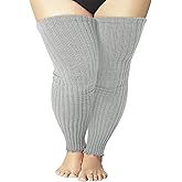 COZYOFFI Women's Plus Size Leg Warmers Knit Over Knee High Footless Socks for Thick Thighs