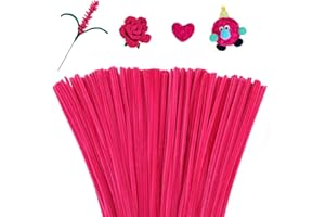 Mnuizu 200pcs Pipe Cleaners,Pipe Cleaners Chenille Stems for Craft, Fuzzy Sticks Christmas Craft Supplies for DIY Art & Creative Crafts Decorations（Deep Pink）