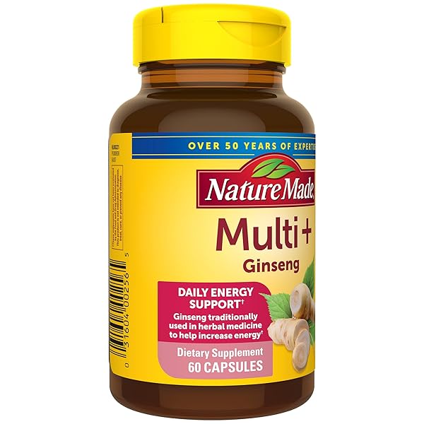 NATURE MADE MULTI + GINSENG, DAILY ENERGY MULTIVITAMIN FOR ADULTS, ONE PER DAY VITAMIN, 60 CAPSULES