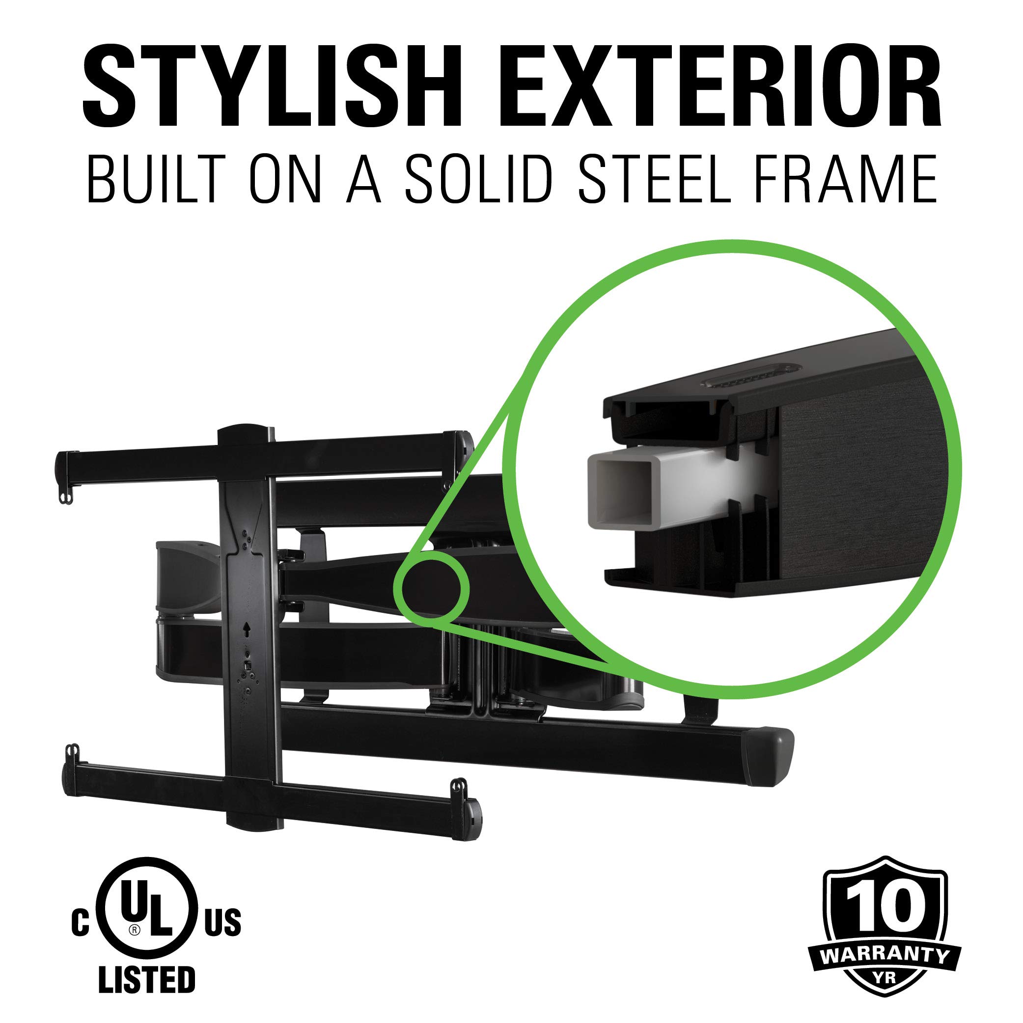 SANUS Full Motion TV Wall Mount for 42” to 90” TVs up to 125lbs – Extend, Swivel, Tilting TV Mount - Easy 3 Step DIY Install w/ Included Hardware - Black Finish