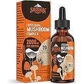 Liposomal Mushroom Complex Drops 2000 MG - 20 Organic Mushroom Extracts - Advanced Liquid Formula for Immunity, Cognitive and Memory - Lions Mane Supplement, Reishi, Cordyceps, Chaga, 30 Servings
