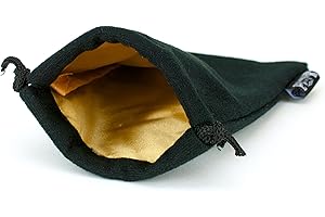 EASY ROLLER DICE CO. Classic Large Dice Bag - 5x8 Inches with Drawstring Closure and Durable Design - Holds 100+ Polyhedral Dice (Gold Interior)