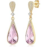Austrian Crystal Teardrop Dangle Drop Earrings for Women 14K Gold Plated Hypoallergenic Jewelry Gift