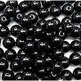 300PCS Glass Beads 6mm Glass Beads for Bracelets Necklaces Jewelry Making DIY Crafts (Black)