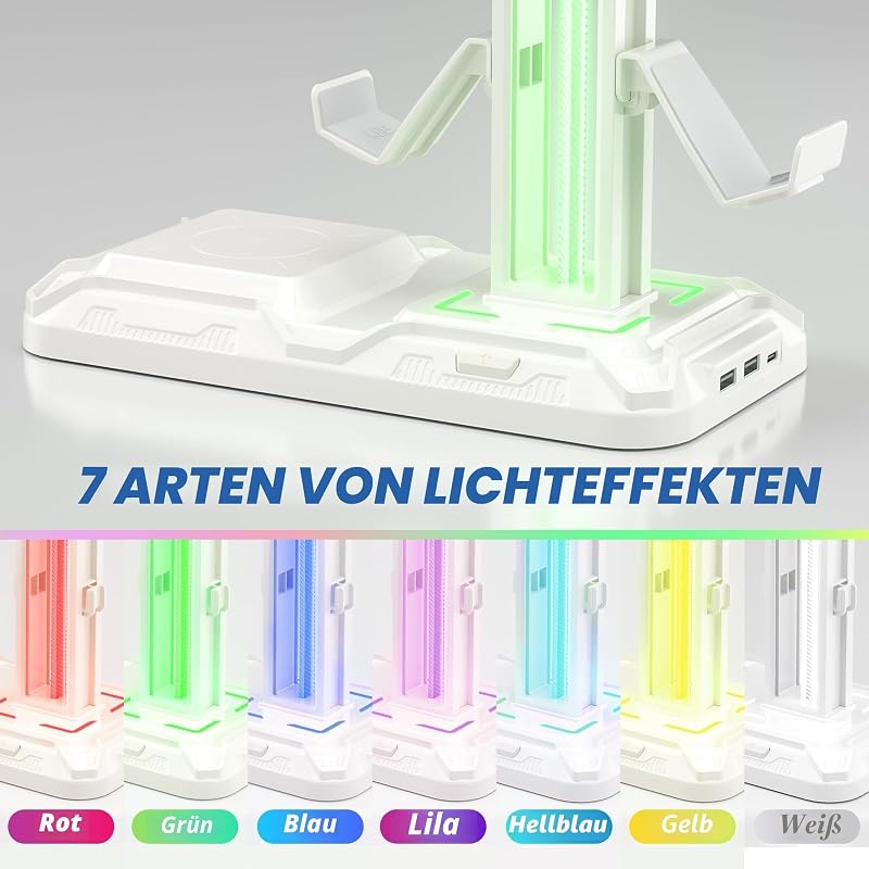 Gaming Headset Halterung & Controller Halter mit Wireless Ladegerät