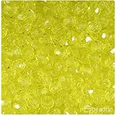 BeadTin Yellow Transparent 8mm Faceted Round Plastic Craft Beads (450pcs)