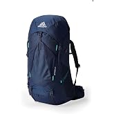 Gregory Amber 68L Women's Hiking/Backpacking Pack, One Size, Arctic Navy | VersaFit adjustable torso length, breathable shoulder harness, Front oversized stretch mesh pocket with durable fabric panel
