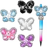 Rhinestone Butterfly Focal Beads for Pens 5pcs Butterfly Beads for Beadable Pens Beadable Keychains Making