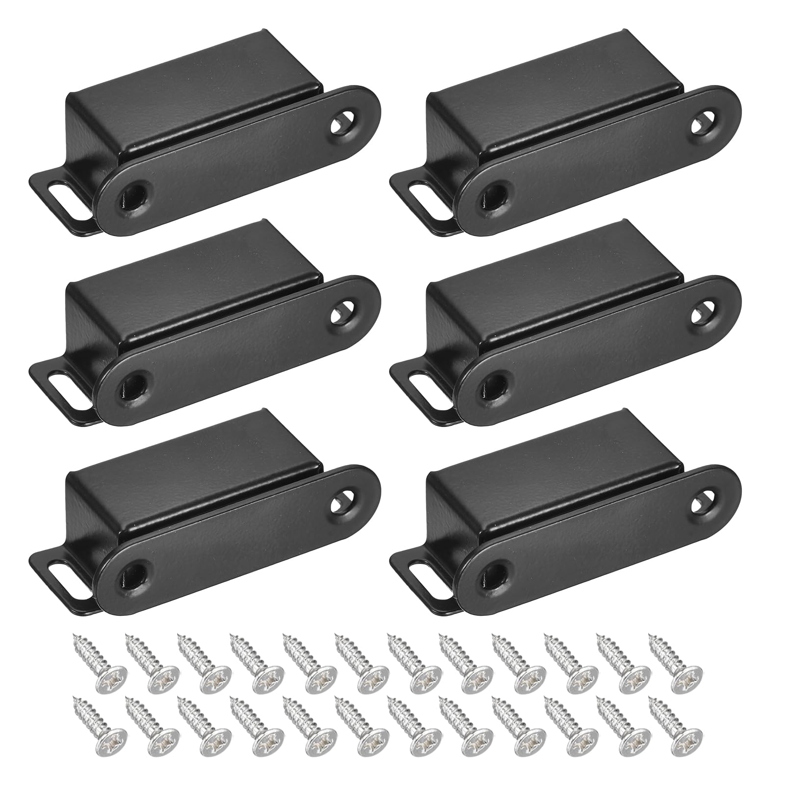 uxcell 6 Set Magnetic Door Catch, Stainless Steel Cabinet Door Catches 1.77" Closet Latch for Home Kitchen Cupboard Furniture Doors, Black
