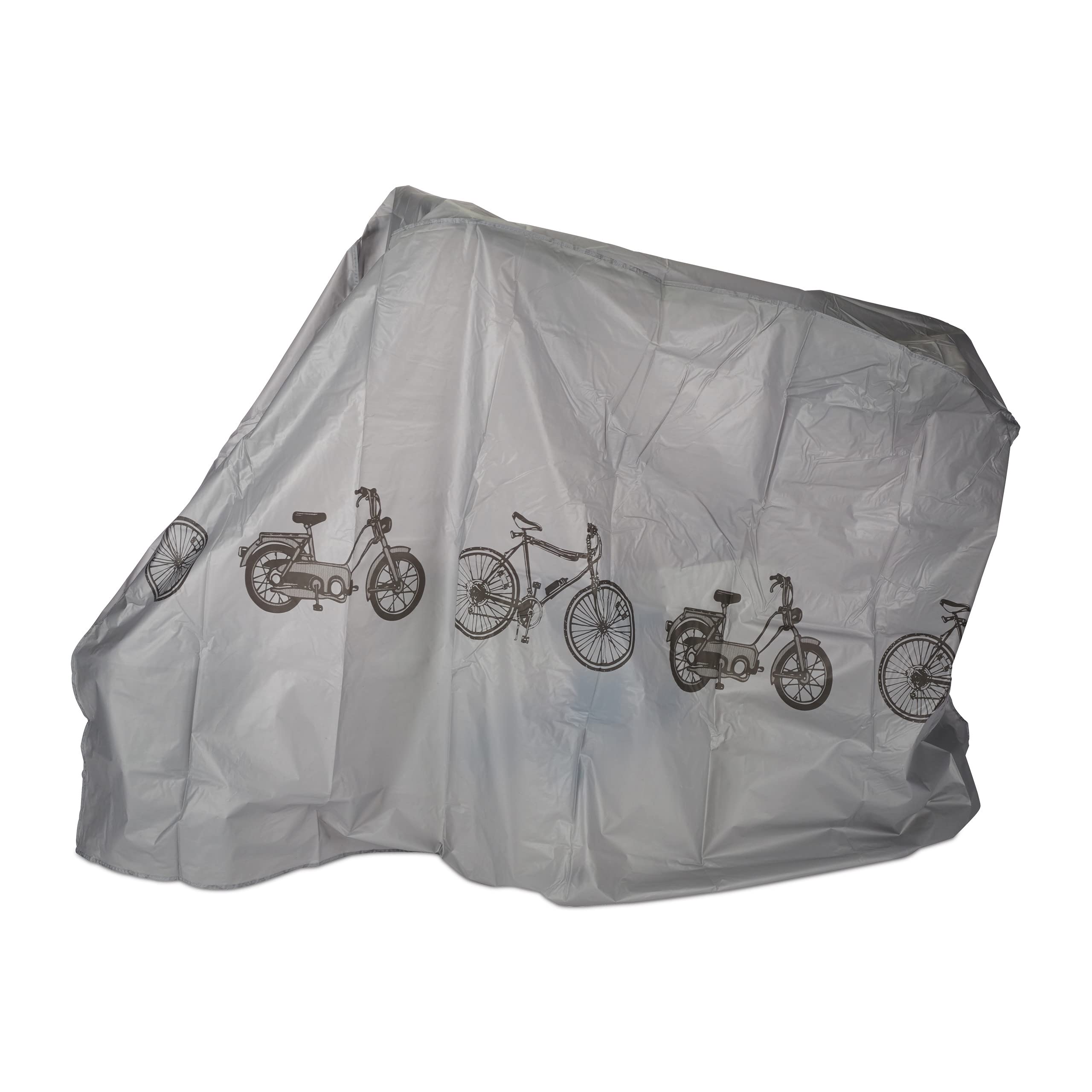 Relaxdays Polyethylene Bike Cover, Tear-Resistant, Sun Protection, 200 x 110 cm, Grey
