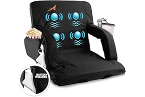 ACELETIQS Massage Bleacher Seat with Backrest Stadium Seats for Bleachers Stadium Seat Cushion Stadium Seating for Bleachers, USB Battery Included - Upgraded 3 Levels of Massage - Memory Cushioned…