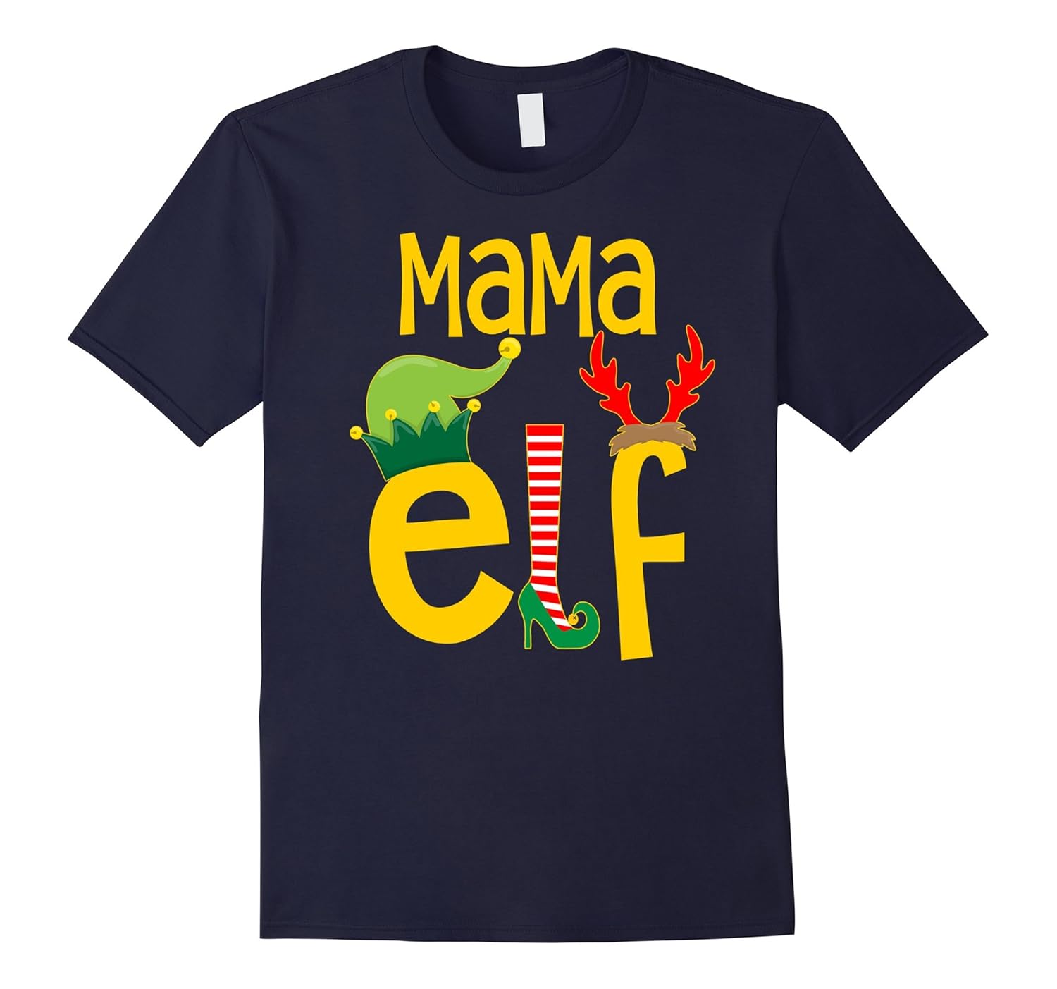 Mama Elf Mom Funny Christmas T-Shirt Matching Family Shirts-Rose