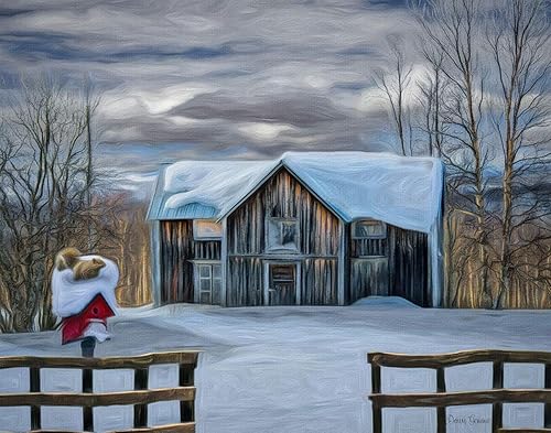 Amazon Com Old Winter Barn Digital Painting Rustic Barn Oil