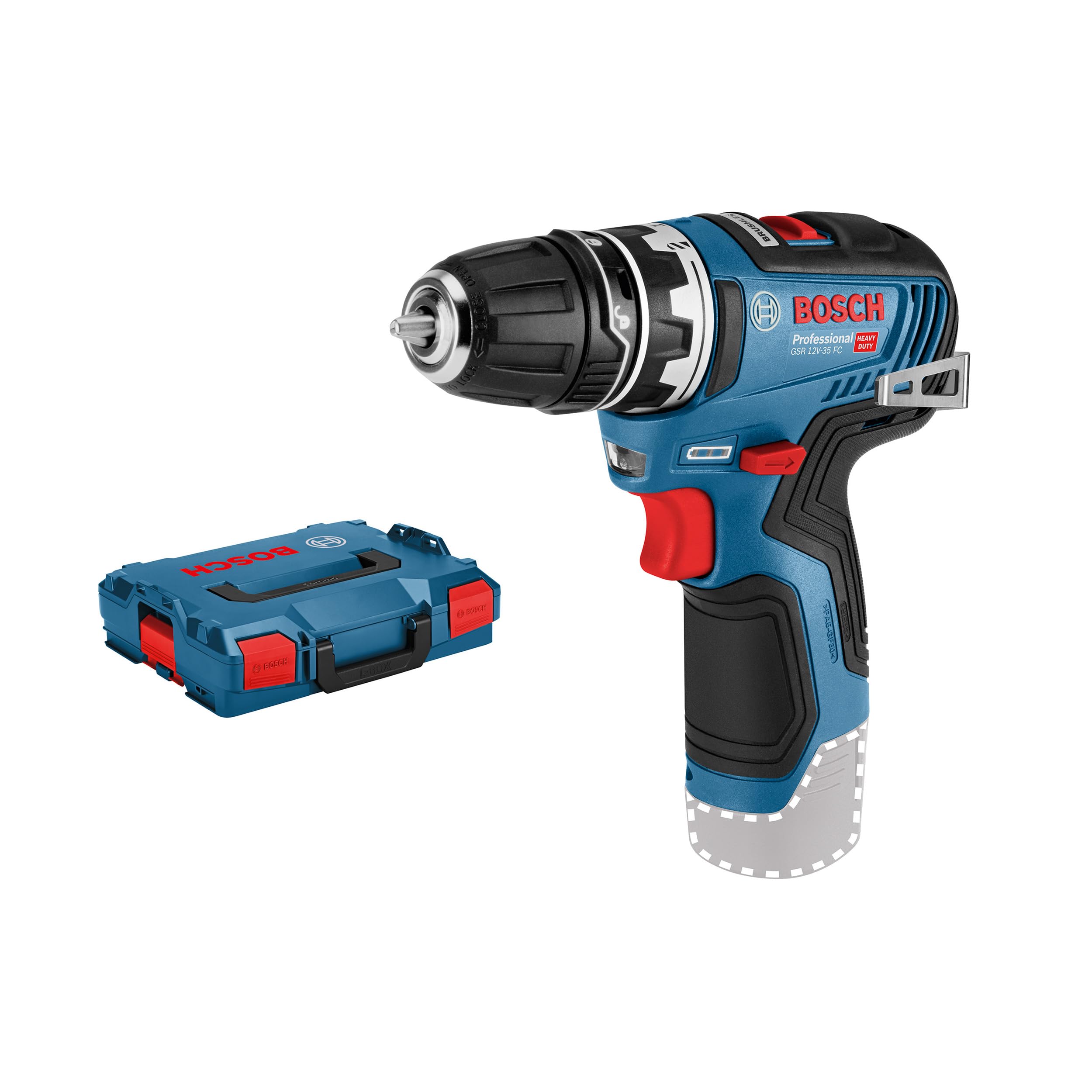 Bosch Professional 12V System GSR 12V-35 FC Cordless Drill Driver – FlexiClick System (incl. GFA 12-B Drill Chuck Adapter, L-BOXX, Without Battery/Charger)