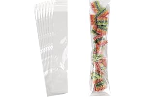 GAADSKCER 100 Pcs Cellophane Bags, 2x6 Inches Self Sealing Treats Bags, Pretzels Individual Bags, Clear Cellophane Bags for Pretzel Rods Candies Snacks Cookies