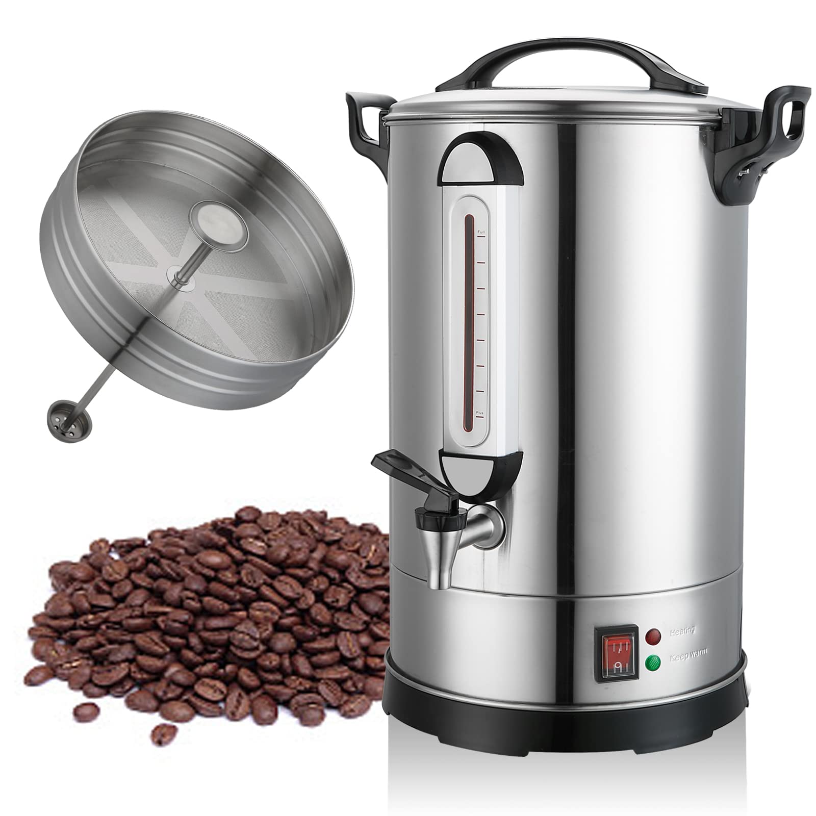 Photo 1 of GOLREAN Commercial Coffee Maker 100 Cup Coffee Urn Hot Beverage Dispenser 4 Gallon 16L Large Coffee Urn Dual Layers 304 Stainless Steel 1300W Fast Brew Percolator For Business, Catering, Church