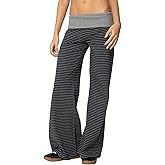 Amiblvowa Women Fold Over Yoga Pants Low Rise Wide Leg Sweatpants Color Block Flare Leggings Y2k Foldover Lounge Workout 2025