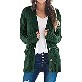 PRETTYGARDEN Women's Open Front Cardigan Sweaters Fall Fashion Button Down Cable Knit Chunky Winter Clothing Outerwear Coats