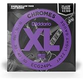 D'Addario XL Chromes Flatwound Strings ECG24-PL, 11-50 | XL Chromes flatwound electric strings deliver ultra-smooth feel, warm jazz tone, reduced finger noise and durability.
