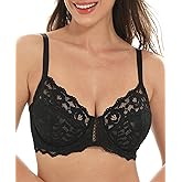 Women's Lace Bra Sexy Floral Bralette Unlined Underwire Support Full Coverage Soft Everyday Bras 36C-44DD