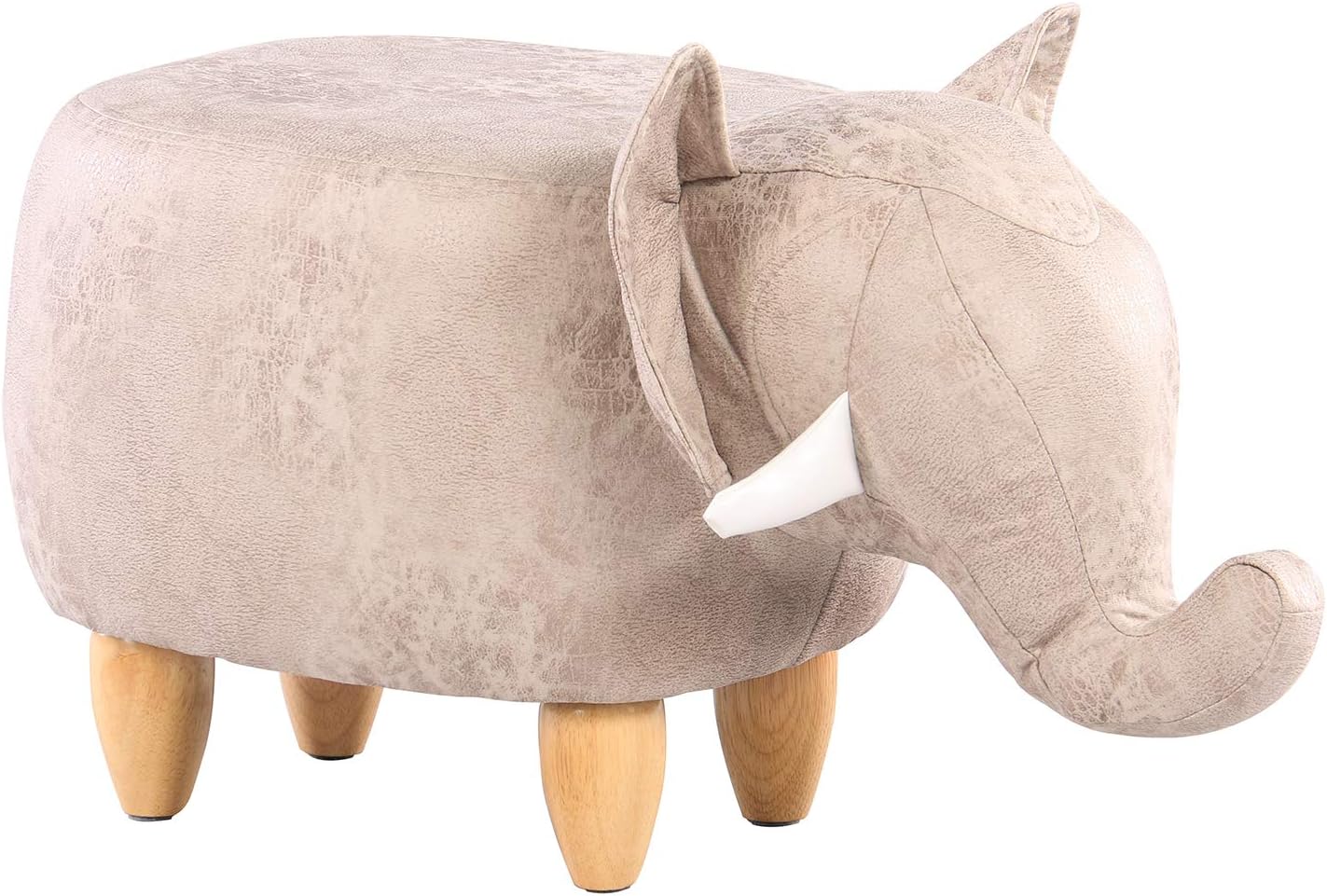 Artechworks Upholstered Ride-on Ottoman Footrest Stool with Vivid Adorable Animal-Like Features, Without Storage (Elephant)