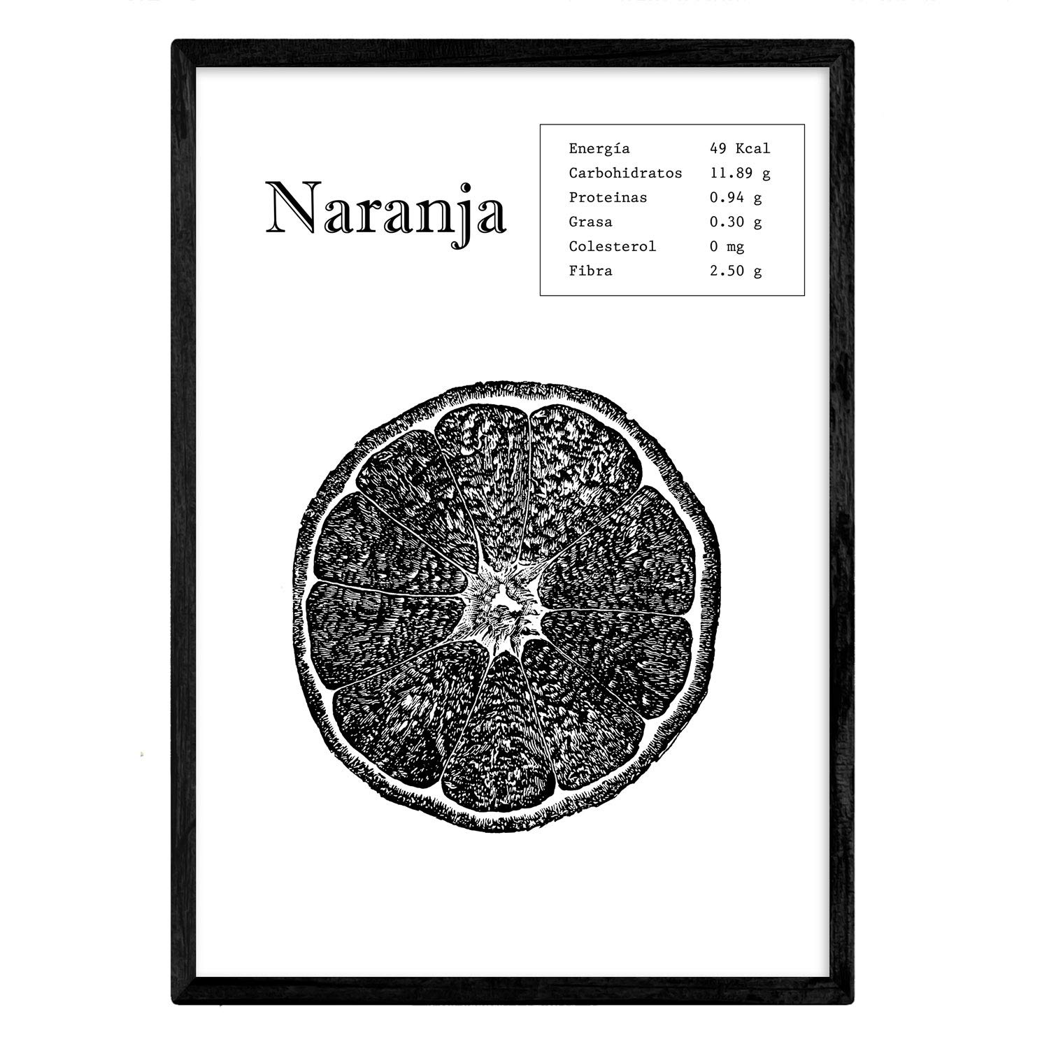 Nacnic Poster Orange. Pictures of fruit and vegetables. A3 size — image 1