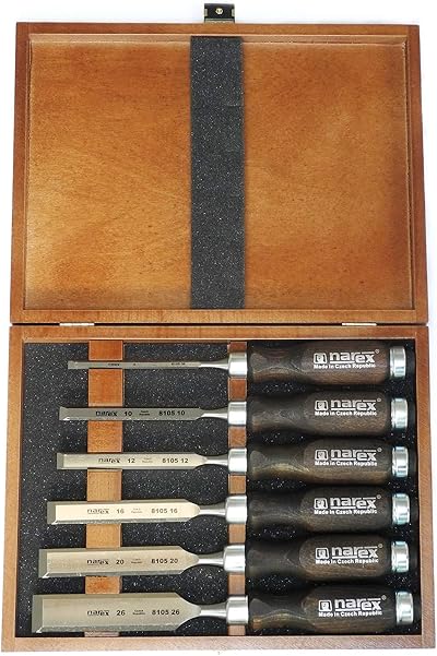 Narex Bevel Edge Chisel Set 6 Piece Woodworking Hand Tool Wooden Box