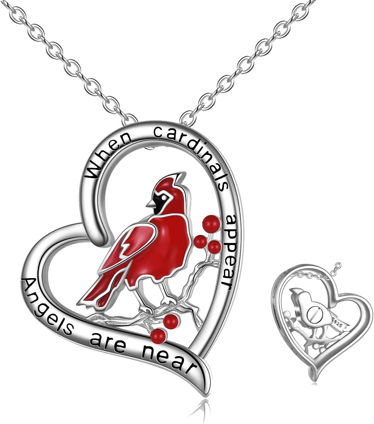 Red Cardinal Urn Necklace for Ashes for Women Sterling Silver Cremation Necklace Jewelry Gifts