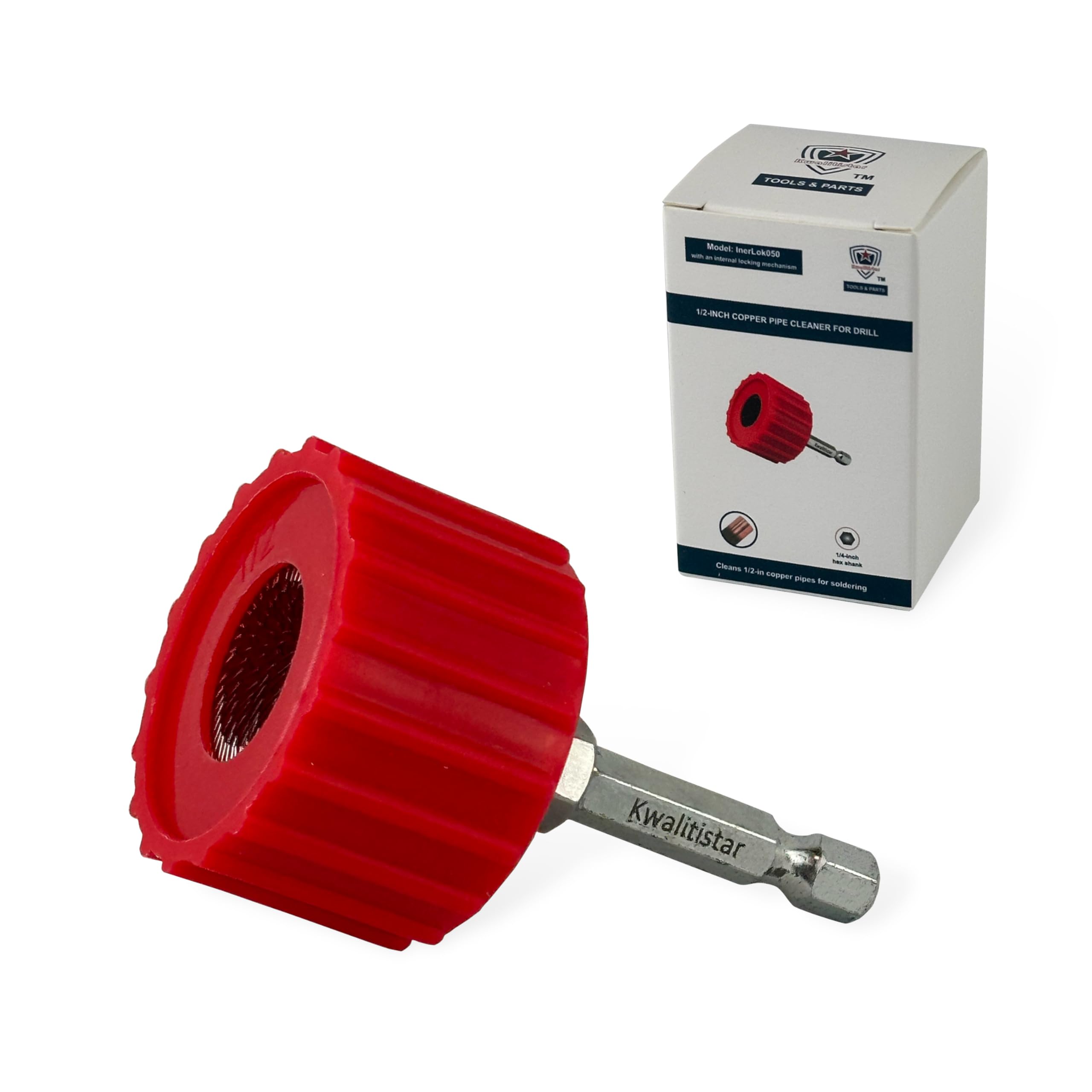 Photo 1 of 1/2-Inch Copper Pipe Cleaner for Power Drill, Model InerLok050, 1/2” Tube Cleaning Brush, Cleans Copper / Bronze / Brass Pipes and Tubes for Soldering, w/ Stainless-Steel Wire Bristles and 1/4” Shank…