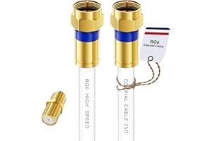 Coaxial Cable 3ft/6ft/10ft/15ft/25ft/50ft/60ft/75ft/100ft, RG6 Coax Cable Extender with Gold F-Type Connector, High Speed Int
