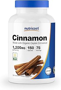 Nutricost Organic Cinnamon (Ceylon Cinnamon) 1,200mg Serving, 150 Capsules - Gluten Free, Non-GMO