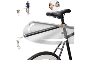 PAWXAW Dog Bike Leash with Built-in Buffer Spring, 180° Rotating or Fixed | Quick Attach Mechanism | Thickened Steel Wire Rope | 550-lbs Pull Strength, Hands Free Bicycle Dog Exerciser (Carbon Fiber, L)