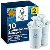 Brita Plus Replacement Water Filter, For Pitchers and Dispensers, 2 Pack | WQA and NSF/ANSI Certified, Reduces Chlorine, Copper, Mercury &amp; Cadmium, Lasts 2 Months, Household Essential