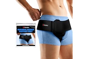 BRACEBULL Hernia Belts for Men & Women, Adjustable Inguinal Hernia Belt for Men with Pad Support, Post-Surgery Recovery Truss, Universal Abdominal Strap Guard for Left or Right Side (Medium, Black)