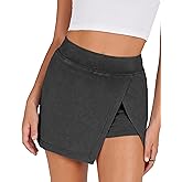 Ailoqing Women's Mini Skirt Stretchy Mid-Waist Side Slit Fitted Bodycon Short Skirt with Shorts Underneath