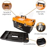 PEREL OM22M 22 Inch Toolbox Metal Latches Removable Tray Organizers view 5