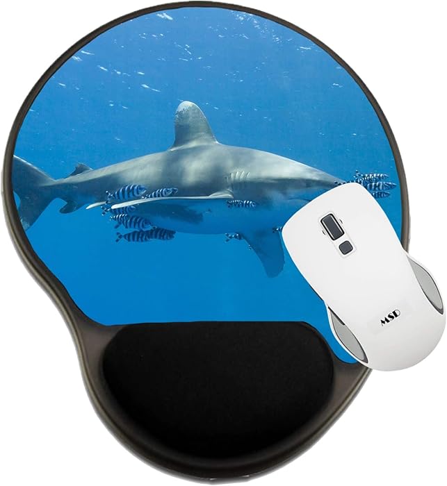 MSD Mousepad Wrist Rest Protected Mouse Pads, Mat with Wrist Support, Large Oceanic White tip Shark Carcharhinus longimanu