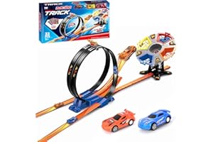 BEFANS Race Track Sets, Two-Player Competitive Car Race Track Toys for Kids, 2 High Speed Race Cars, 360° Loop Track Car Toys for Boy Girls Christmas Birthday Gift (B Race Car Set)