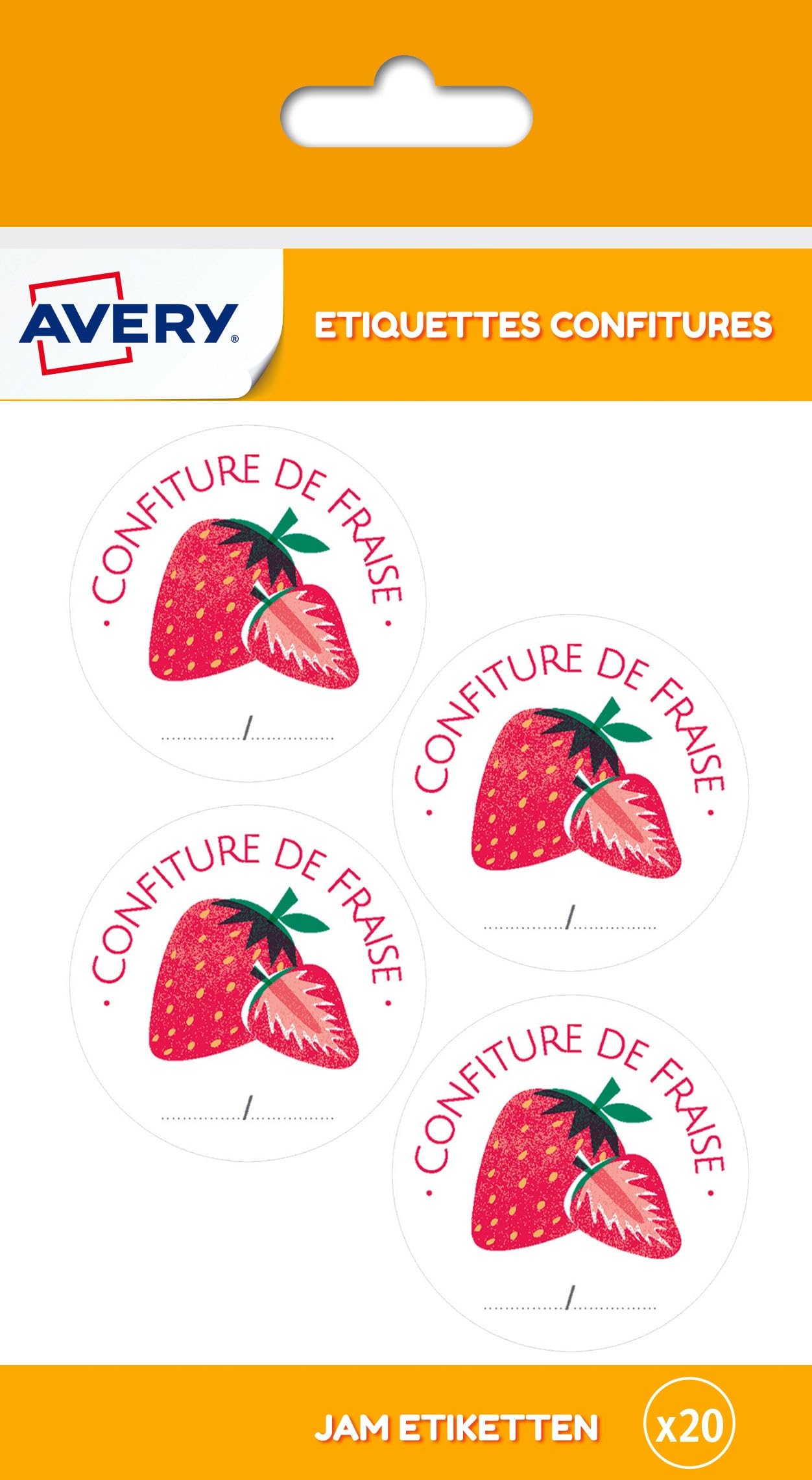 Avery Bag of 20 Strawberry Jam Labels
