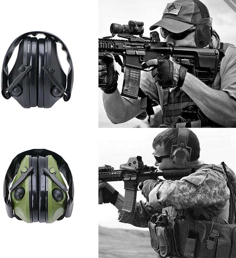 Deaum Electronic Hearing Protectors, Ear Muffs Protection, Noise Canceling, Ideal for Sport Tactical Shooting and Hunting (Black)