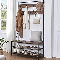 HOMBAZAAR 70.8 inch Hall Tree, Industrial Coat Rack with Storage Bench, 3 in 1 Entryway Standing Racks with 7 Hooks, Hallway 