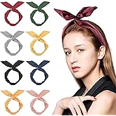 Framendino, 9 Pack Solid Colors Wire Headbands Rabbit Ear Bow Headband Twist Wired Hairbands Bowknot Head Wrap Hair Accessori