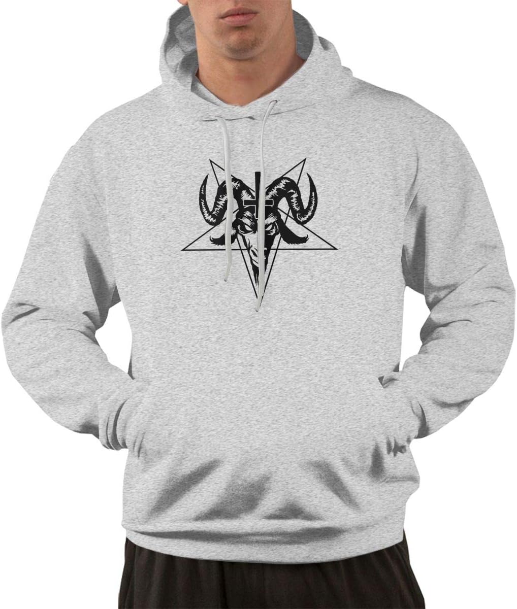 Satan Painting - Baphomet Satanic Pentagram Mens Hoodies Hooded Sweatshirt with Pocket